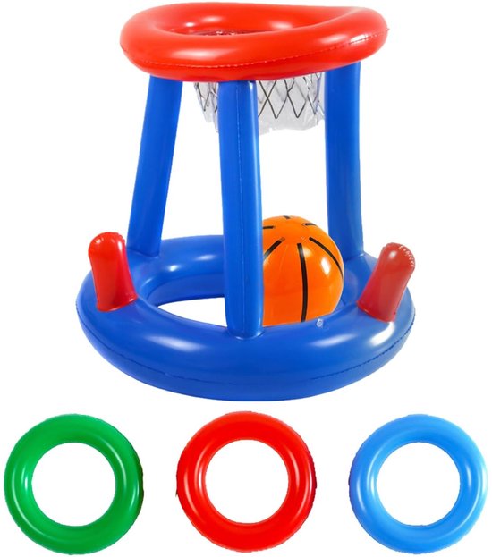 Jojoy - Panier de basket gonflable - Lancer d'anneaux - Ring de Basketbal - Jouets de piscine - Comprend un Basketbal et des Bagues - DUNKSPLASH