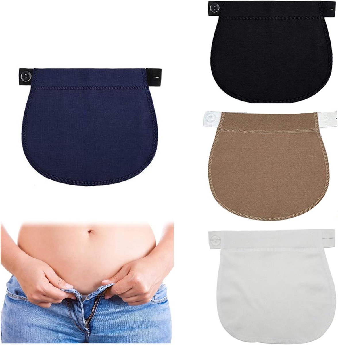 4 stuks verstelbare broekverlenging met knoop en verlenggesp - elastische broekriem voor mannen en vrouwen