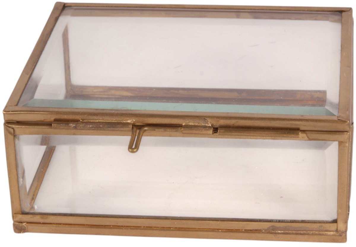 Baroque - Opberger - Sieradendoos 9x11x4.5 cm - Goud - Glas - 4.5x11x9 - Brass