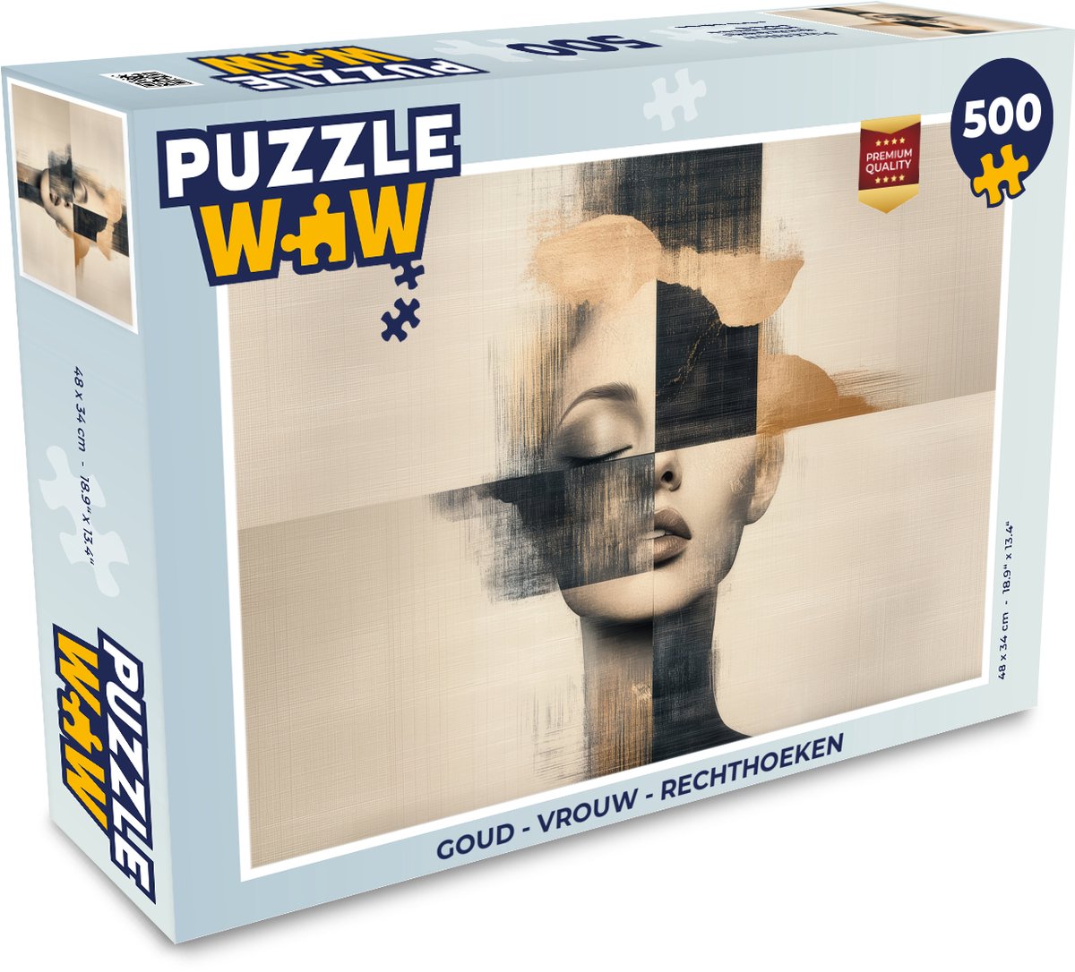 Puzzel Goud - Vrouw - Rechthoeken - Legpuzzel - Puzzel 500 stukjes