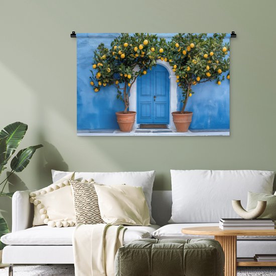 Tapisserie murale 90x60 cm - Citronniers - Jaune - Porte - Pots - Tapisserie - Tapisseries