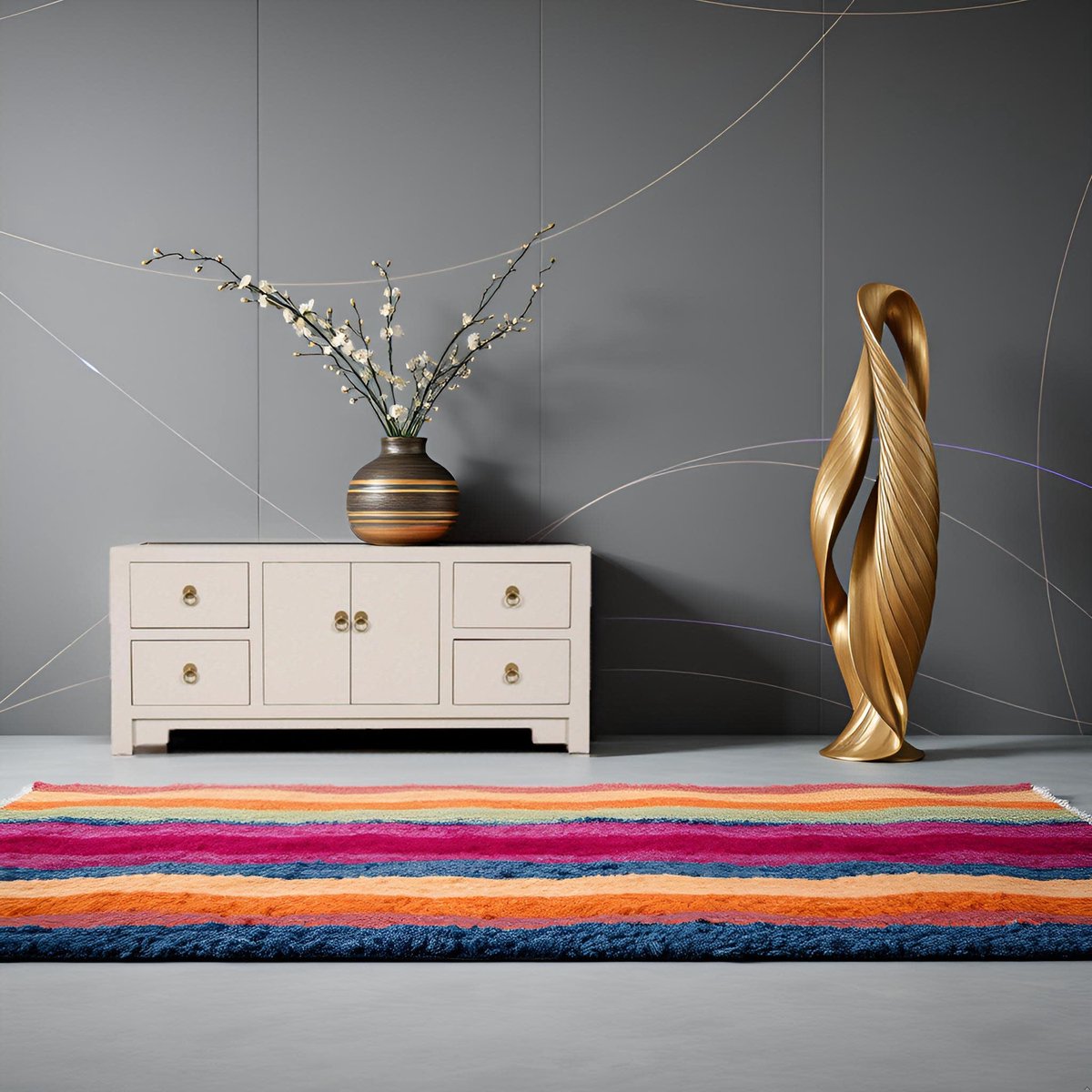 Fine Asianliving Chinese TV Kast Moonshine Greige - Orientique Collectie B106xD45xH46cm Chinese Meubels Oosterse Kast