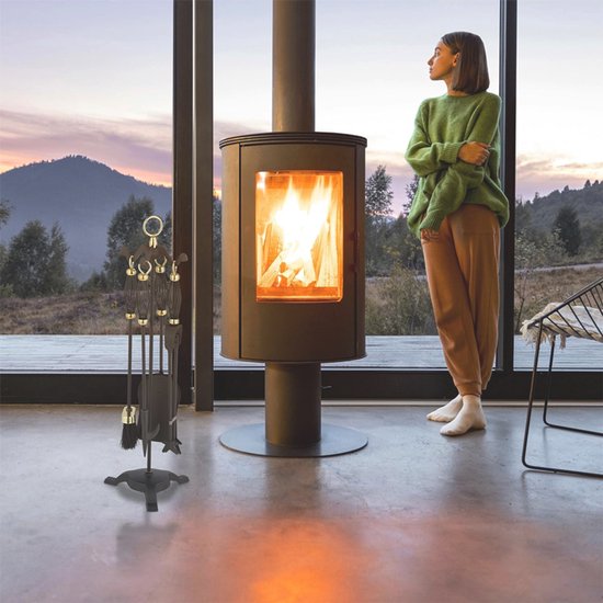 Relaxdays Haardset 5 Delig Haardstel Standaard Haardaccessoires Vuurvast Metaal 587890756