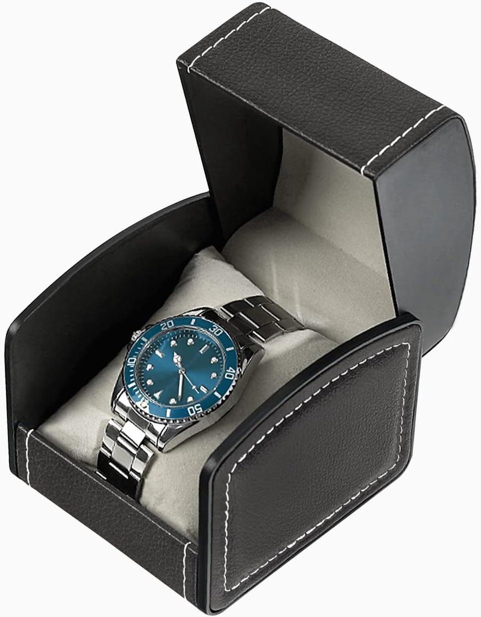 Enkele PU-lederen reiskoffer voor horloges en sieraden - Organizer met afneembaar kussen en draagbaar ontwerp