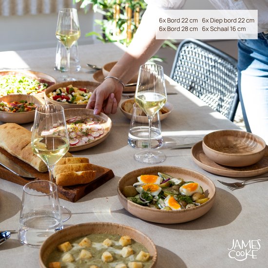 James Cooke - Dune - Service de table - 6 personnes - 24 pièces - Marron clair - Grès - Service d'assiettes
