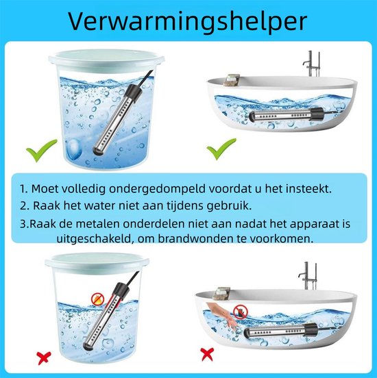 Elektrische Waterverwarmer / Dompelverwarming-Dompelaar Type 3000W-70 graden automatisch uitschakelen-zwart — afbeelding 3