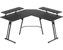 120 x 73 x 46 cm, Gaming tafel, bureau, hoekbureau, L-vormige computertafel, gamingbureau met hoek, grote gamingtafel zwart, met monitorhouder