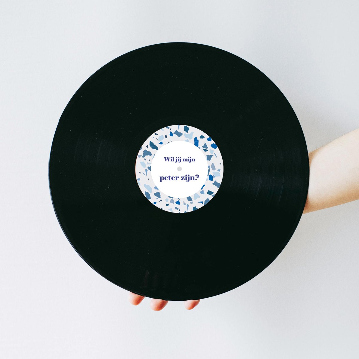Vinylplaat - Lp - Vinyl plaat - Muziek cadeau - Peter vragen - Wil jij mijn peter zijn - Peter vragen cadeau - Blue terrazzo design