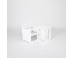 Handgemaakte Montessori Speeltafel & Stoel Set - Bevordert Zelfstandigheid, Leren & Spelen - WIT
