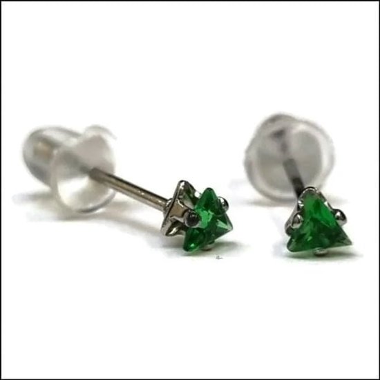 Aramat Jewels - Oorbellen - Zilverkleurig / 3 mm / Groen - Zilverkleurig - - - Cadeau