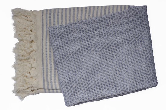 PHLOX Hamamdoek 100 x 200 cm, saunadoek, strandhanddoek, yogadoek en spa-doek, zacht, lichtgewicht, groot, Oeko-Tex gecertificeerd 100% katoen - blauw
