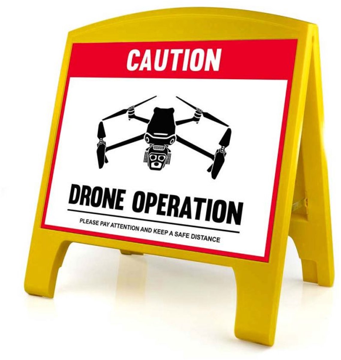 Drone Warning Sign - Large - Drone Operation - Red - English