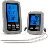 Bol.com 2 stuks draadloze vleesthermometer voedselgrillthermometer BBQ-rookthermometer oven digitale thermometer met dubbele son... aanbieding