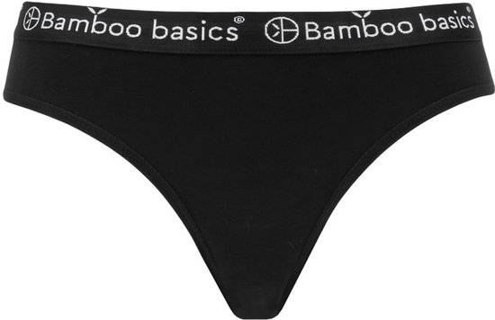 Zwarte dames slip met een witte band van Bamboo Basics.