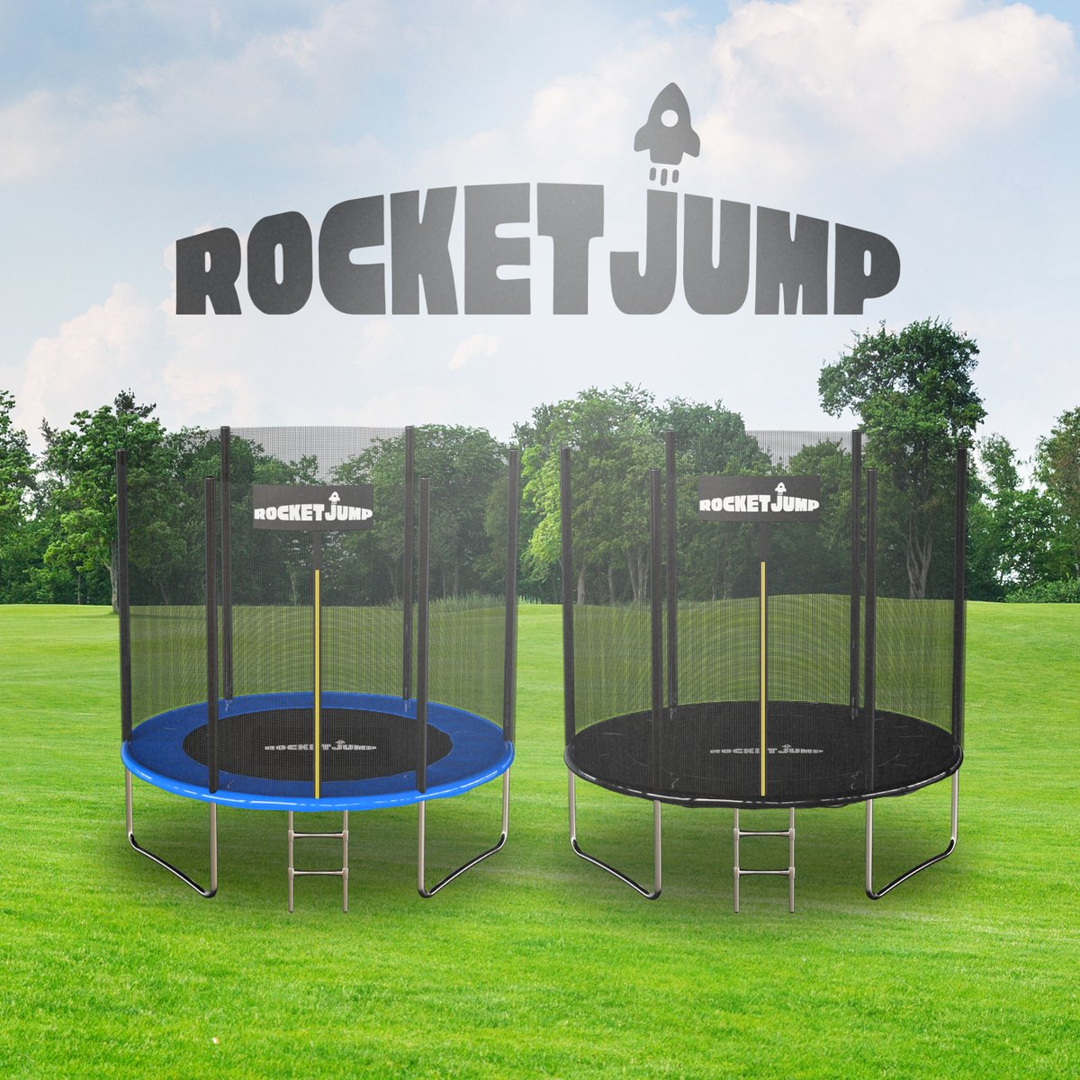 RocketJump TX83 Trampoline - Inclusief ladder en veiligheidsnet - Trampoline 183 cm - Blauw — afbeelding 2