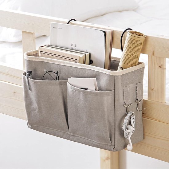 Organizer Voor Het Bed, Hangende Manden, Hoofdeinde Organizer Met Haken Bedorganizer Voor Tijdschriften Speelgoed Mobiele Telefoon