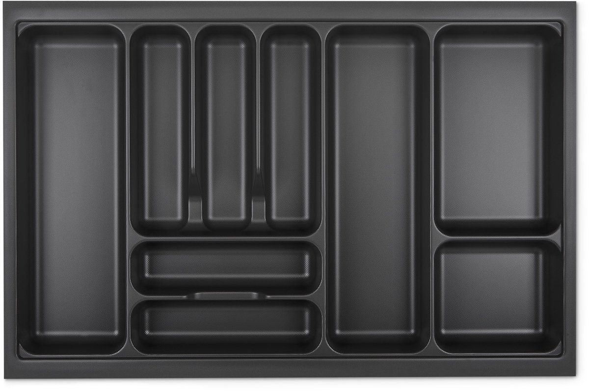 Orga-Box VIII Bestekinzet 711 x 480 mm Lava grijs met parelstructuur voor corpusbreedte: 800 mm in Häcker Keuken Lade-inzet