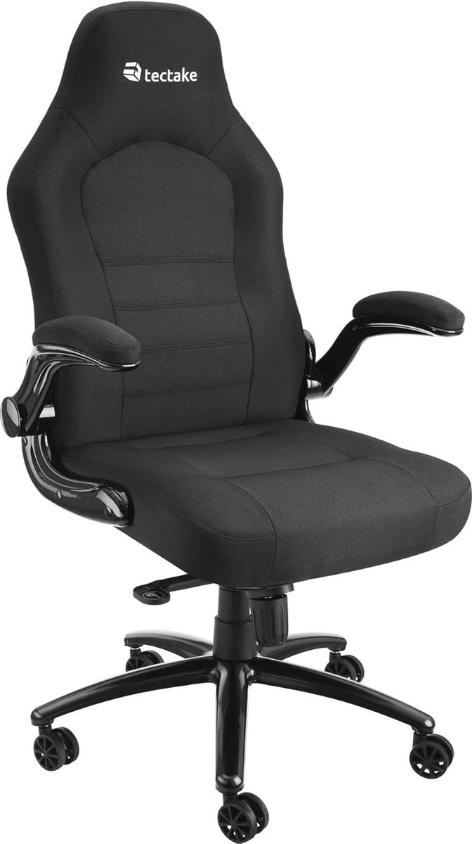 Ergonomische Bureaustoel met Opklapbare Armleuningen en Wipfunctie - Hoogte Verstelbare Draaistoel met Wielen - Comfortabele PC-Stoel - Zwart