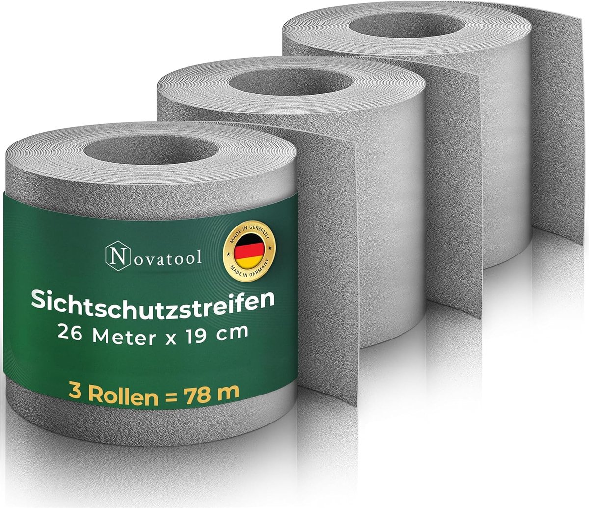 Novatool Premium PP 78m schutting privacy scherm rollen raam grijs voor dubbelstaafmat hekwerk voor 30 rijen privacy scherm stroken hekwerk gaas gaas schutting privacy scherm stroken duurzaam & weerbestendig