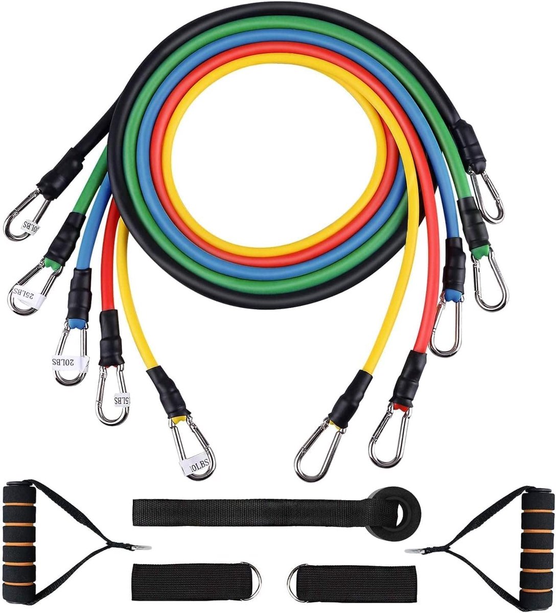 Ibenzoa® Complete Weerstandsbandenset voor Krachttraining en Flexibiliteit met Accessoires
