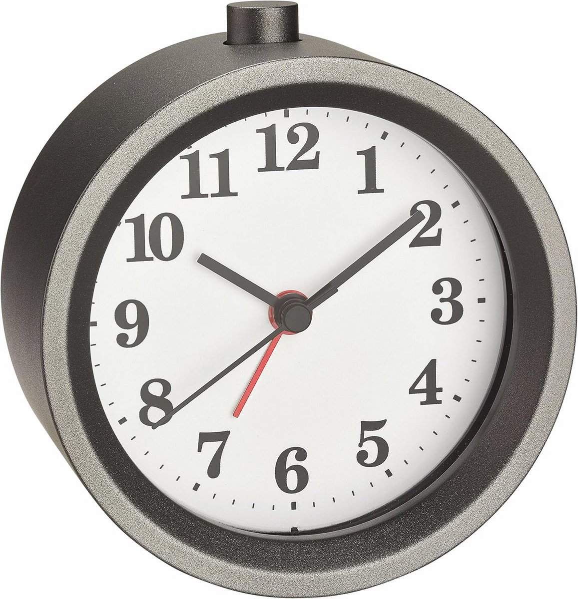 Analoge wekker met stil uurwerk en snooze-functie in grijs - perfect voor een goede nachtrust