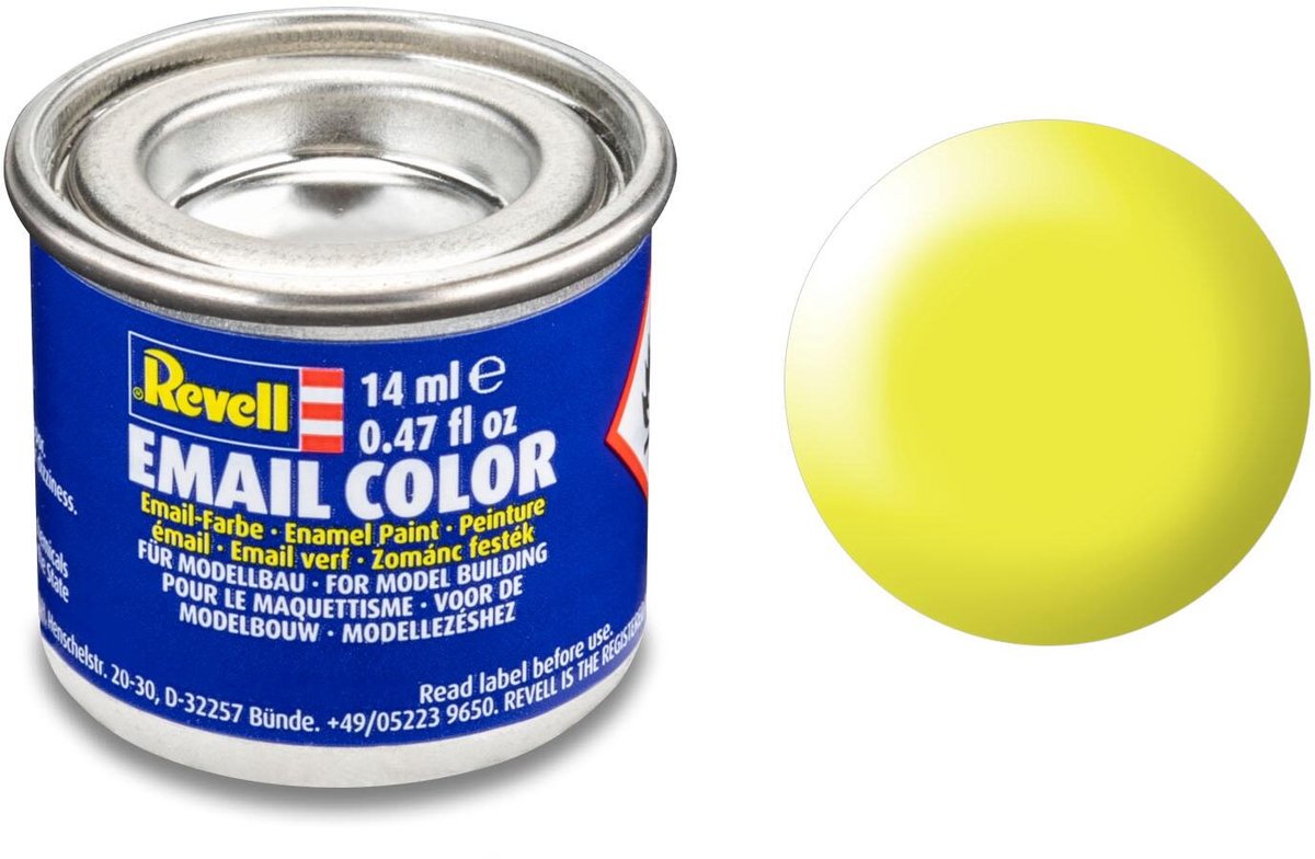 Revell Hobbyverf Enamel verf - #312 Luminous Yellow - Satin - RAL1026 - Enamel - Verf potje - 14 ml