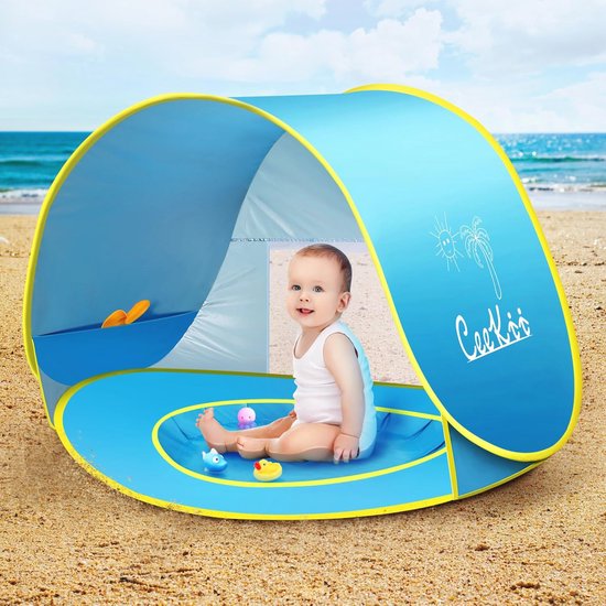 Baby Pop Up Beach Shell Tent UV Protection 50+ Portable Beach Sun Protection Breathable Back for Toddlers Garden BBQ Party Hiking - Blue Shell Tent Beach Tent van UMARDOO — afbeelding 3