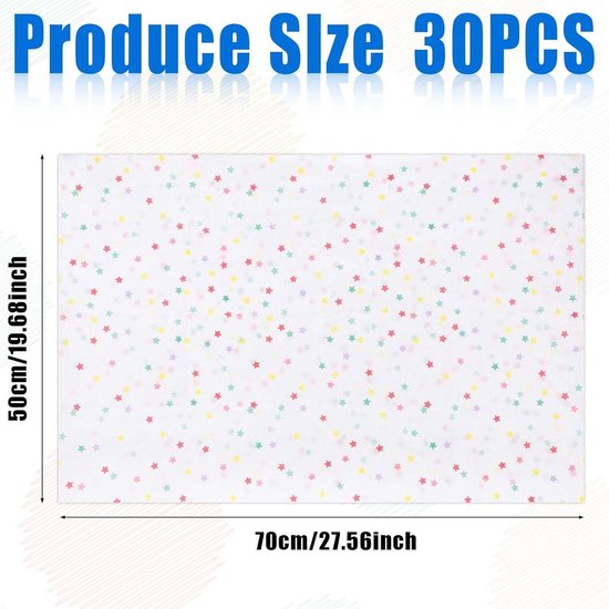 Kesote 100 x vloeipapier, 20 kleuren, kleurrijk papier voor knutselen, decoratie (50 x 35 cm