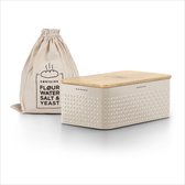 LARS NYSØM 'Glæde' Boîte à pain en métal avec sac en lin 34x18,5x13,5cm Greige