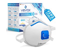 VEVOX® Stofmasker FFP3 – Set van 5, 10 of 20 – Mondkapje – Dust Mask – Masker met ventiel – Adembescherming bijv. tegen fijnstof, schimmel of asbest