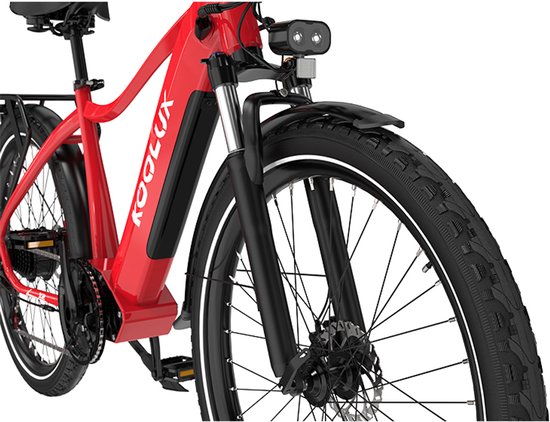 KOOLUX - X3 Elektrische Fiets - E-Bike - 26 x 1,95 Inch Banden - 48V 15Ah Lithium Accu - 250W Motor - Maximaal 25km/u - Maximaal bereik 80km - Hydraulische remmen - Shimano 7-speed versnelling - LCD Scherm - Aluminium Frame - Rood van KOOLUX — afbeelding 4