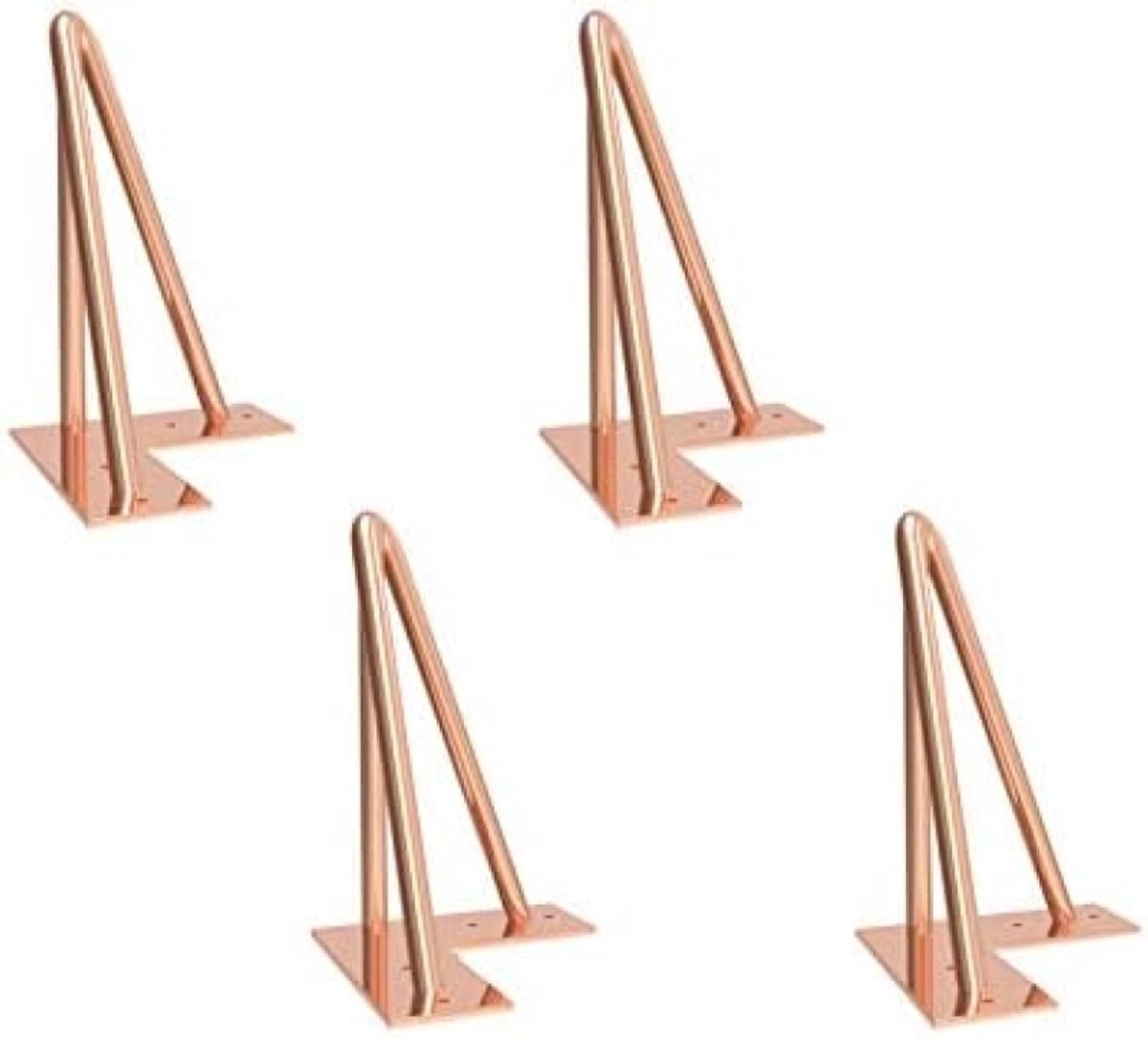 PolkaHome Haarspeld Tafelpoten - Set van 4 Metalen Hairpin Meubelpoten met 20 Schroeven & 4 Voetbeschermers voor Salontafels, Stoelen, Bankjes - DIY Roze Goud