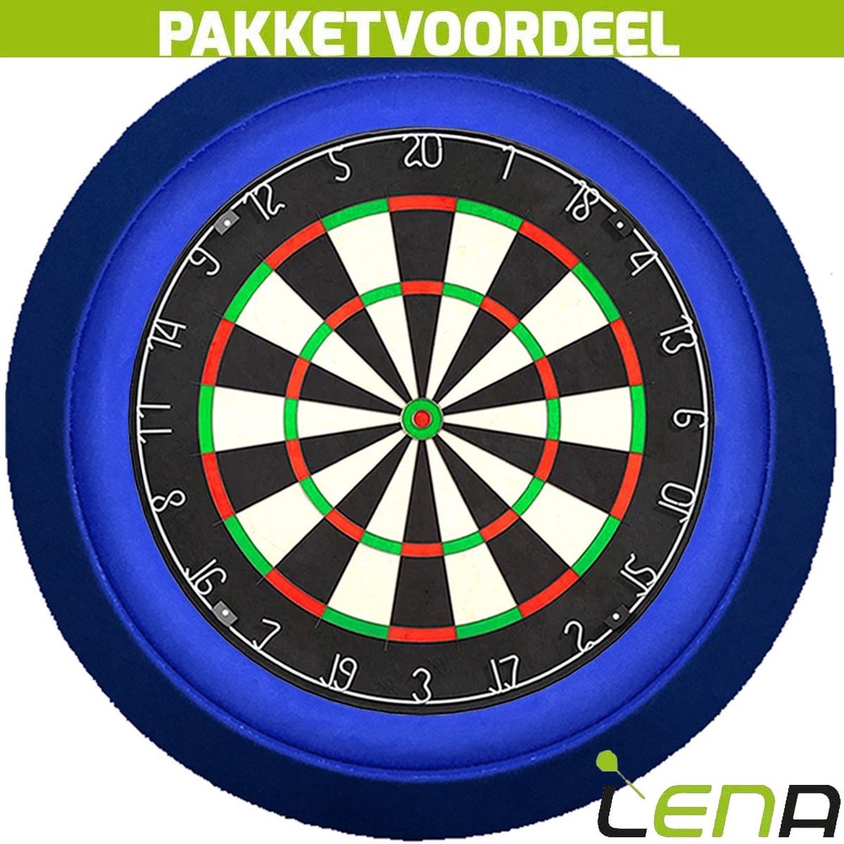 Lena Professional Dartbord + Lena Dartbordverlichting Deluxe (Blauw)