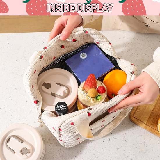 Geïsoleerde lunchtas voor meisjes - kinderlunchtas - schoollunchtas - lunchbox opbergtas - kantoormedewerker - geïsoleerde lunchbox - voor werk - school en buiten (beige) van Merkloos — afbeelding 5