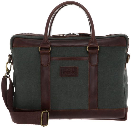 BUCKLE & SEAM mallette sac d'ordinateur portable pour ordinateur portable Collector Business Briefcase Green / Blu vert foncé