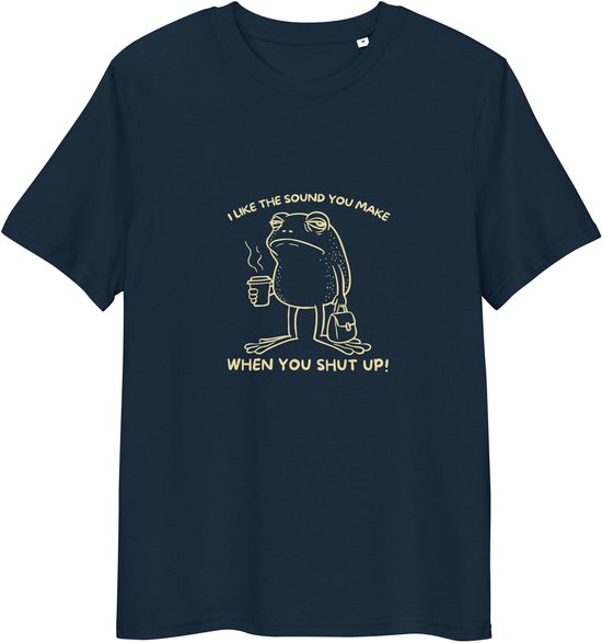 Sarcastisch Tshirt met Droge Humor - Kikker Print en Quote - Dames en Heren - Blauw - L