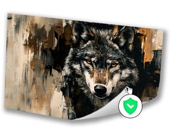 Abstract portret van een wolf - Wolf posters - Posters dieren - Abstract expressionisme - Design posters - Moderne posters - Poster 90x60 cm