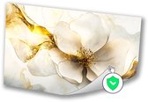 Witte bloem met gouden accenten - Bloem poster - Poster natuur - Art Nouveau - Wanddecoratie klassiek - Schilderijen & posters - Poster 150x100 cm