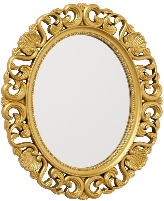 Miroir mural Boltze Sabrina - doré - ovale - vintage - classique - H37cm - Baroque