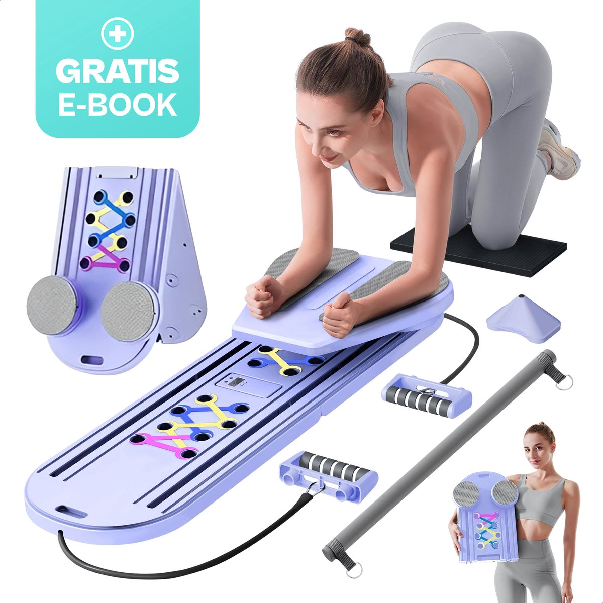 GS Goods Pilates Board - Pilates Reformer - Buikspiertrainers - Ab Roller - Gratis Training Schema - 2025 Model - Sporten - - GS - €59,95