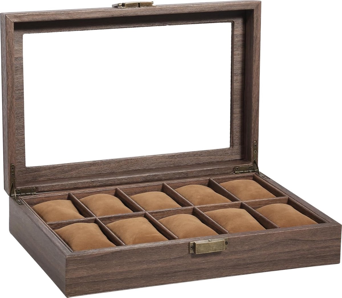 Uten Luxe HorlogeBox - Horlogedoos Heren Dames - Sieradendoos - 10 vakken - Houtnerf