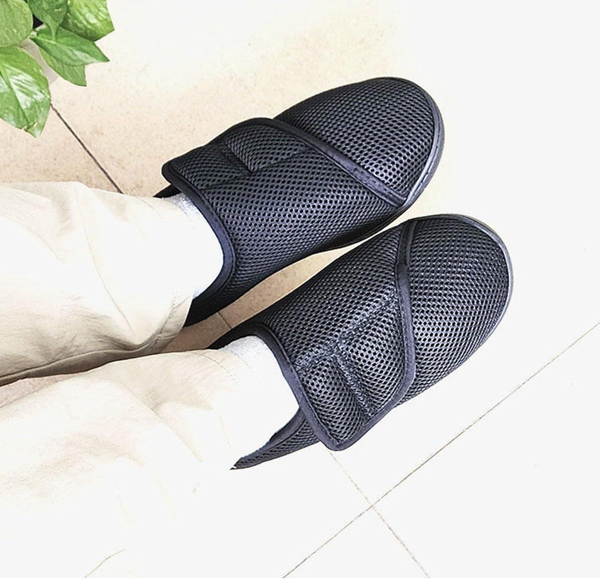 Diabeticischoenen voor dames, extra brede orthopedische pantoffels oedeem heren revalidatieschoenen ademend verstelbare schoenen, Beige, 41 EU