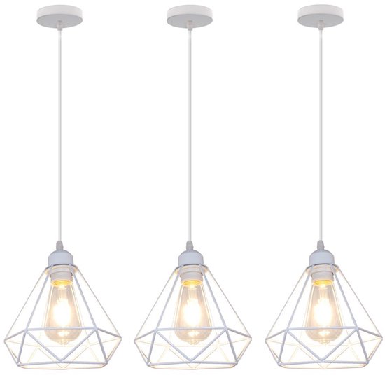 3 Hanglampen Modern E27 Kroonluchter Industriële Kooi Lampenkap Plafondlamp voor