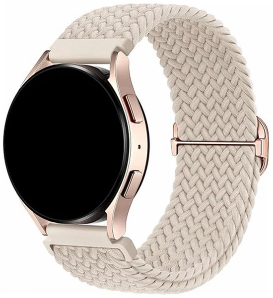 Bracelet de montre connectée Innerlight® 20 mm en nylon – Wit crème – Compatible avec Samsung Galaxy Watch 7/6/5/ Pro /4/3/ Active 2 – Polar Ignite/Unite – Huawei