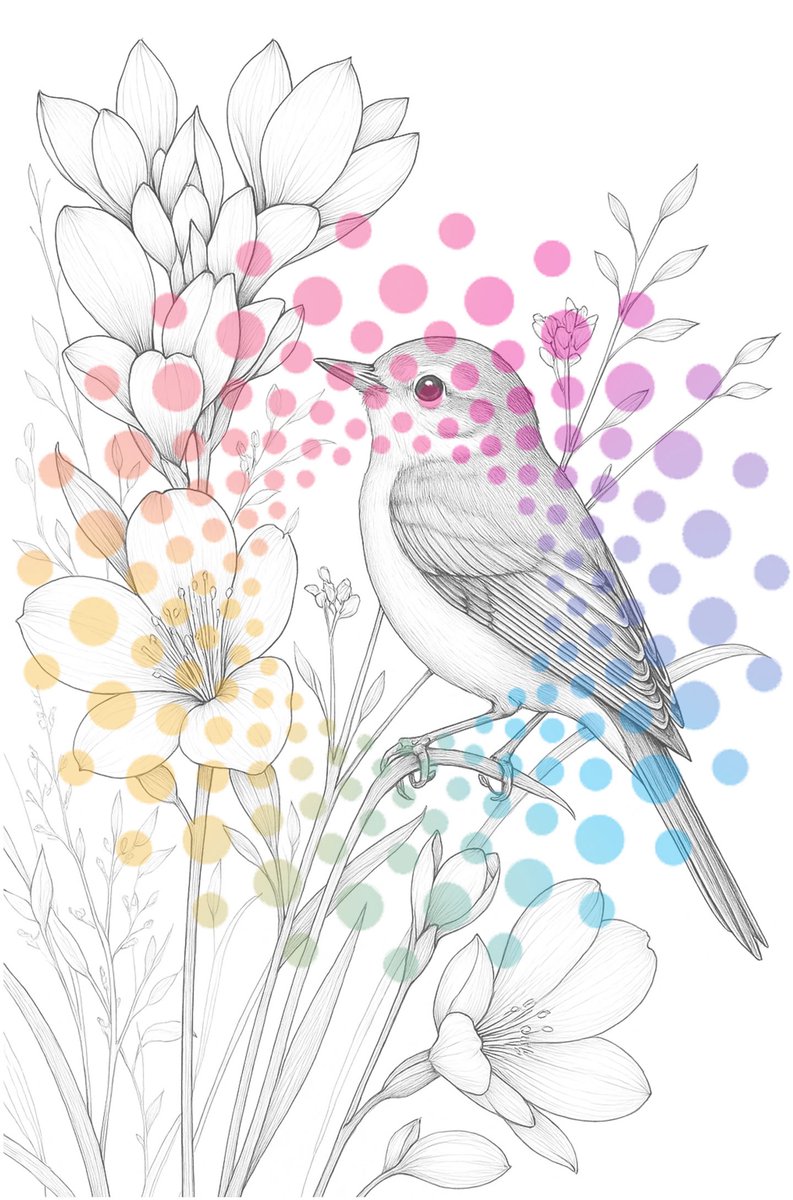KleurLab® - Bloemen & Vogels - Luxe Kleurboek voor Volwassenen - Natuur - Dieren - 48 Kleurplaten op A4 - Enkelzijdig bedrukt — afbeelding 2