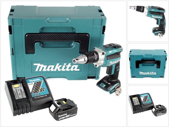 Makita DFS 250 RT1J accu droge montagebouwschroevendraaier 18 V borstelloos + 1x oplaadbare accu 5.0 Ah + lader + Makpac