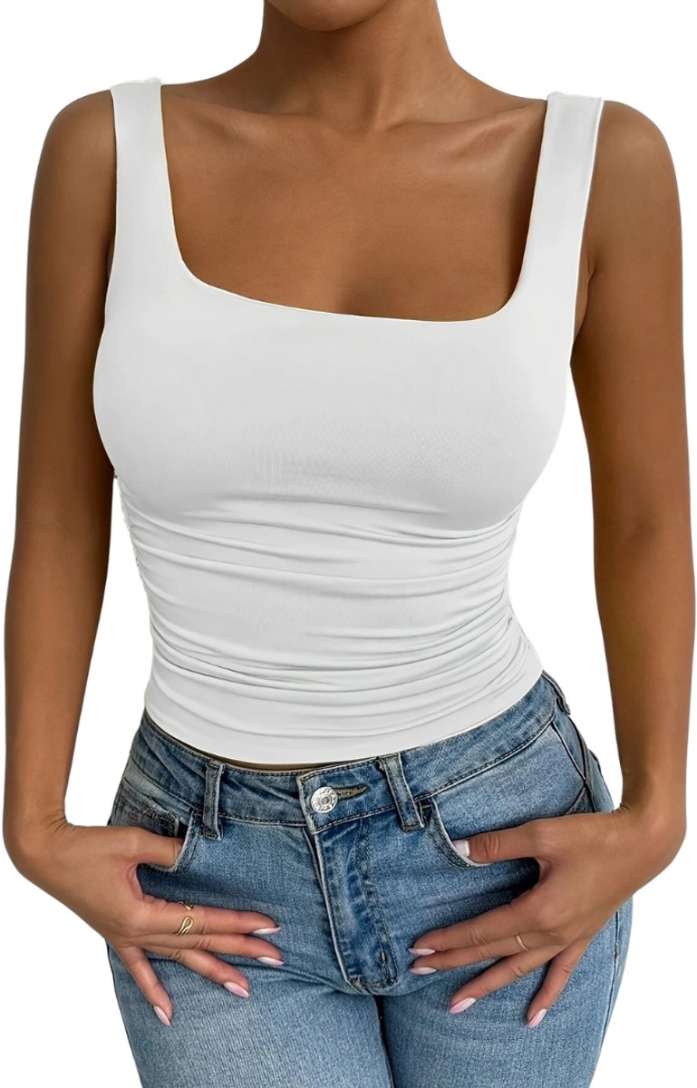 Bovista Topje Dames - Kleding - Shirt - Blouse - Kort - Volwassen - Wit