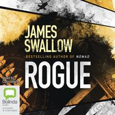 Boekcover "ROGUE" van James Swallow, met een helikopter, boten en palmbomen.