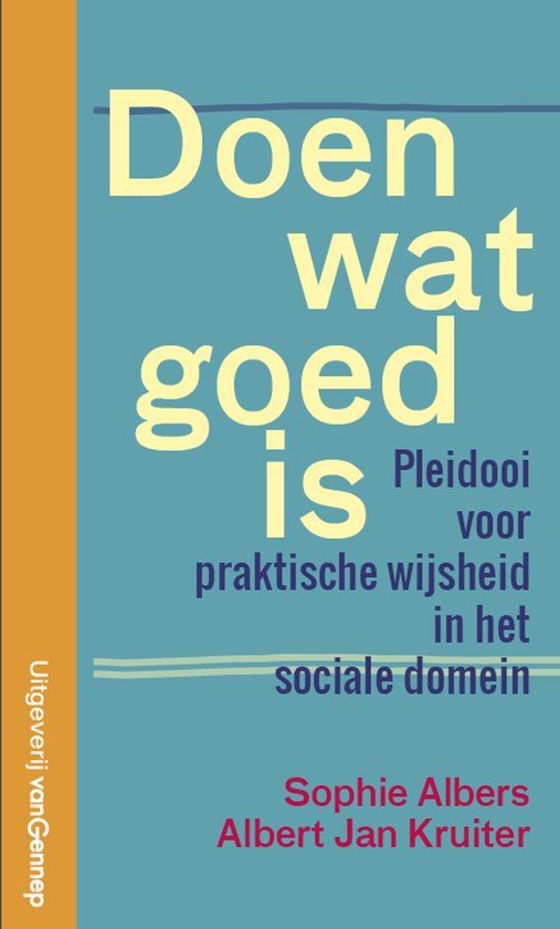 Boek 'Doen wat goed is' met gele tekst op een blauwgroene achtergrond.
