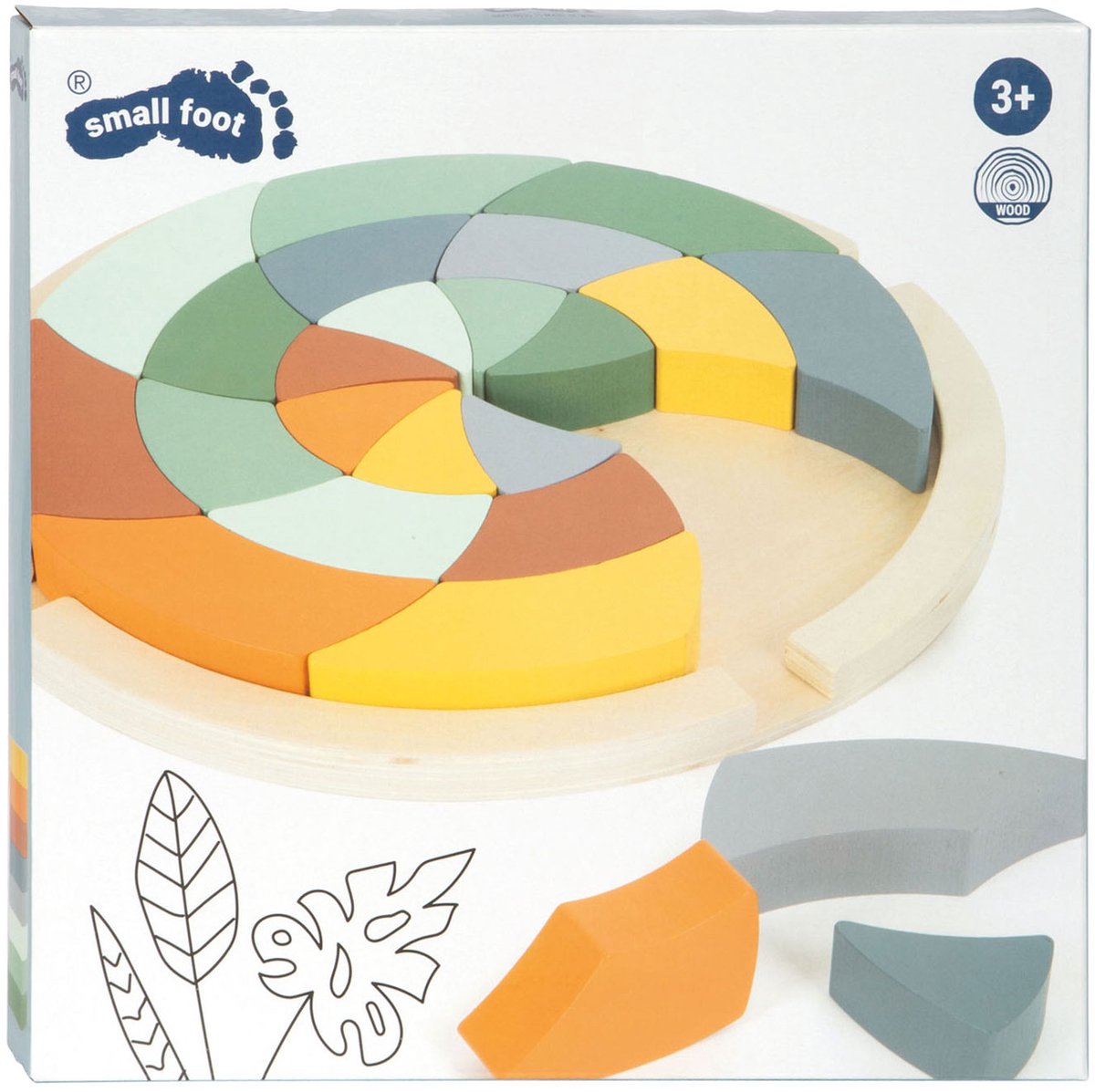 Small Foot - Houten Vormenpuzzel Safari Rond, 24st.